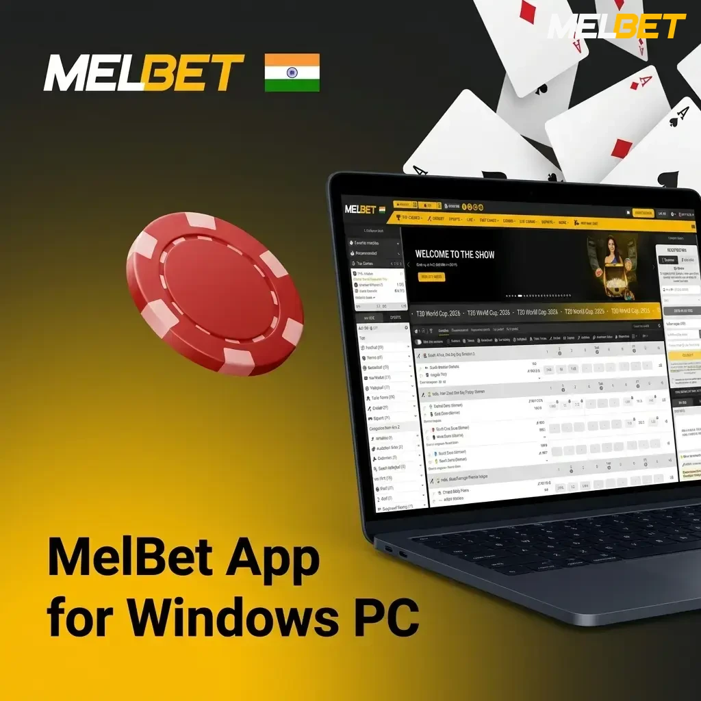 MelBet Windows PC app download and installation steps showing desktop setup guide for sportsbook and casino access