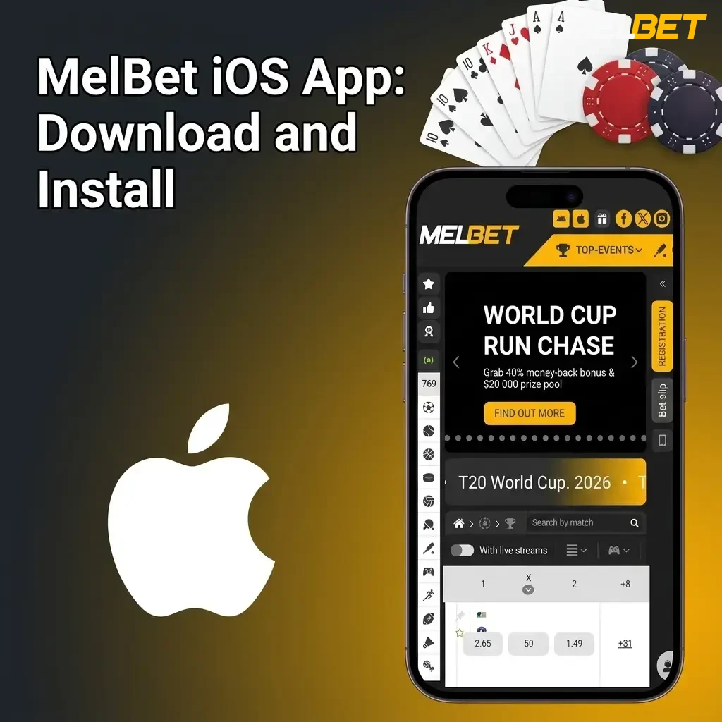 MelBet iOS app download and install guide for iPhone and iPad users in India, compatible with iOS 11.0 or later