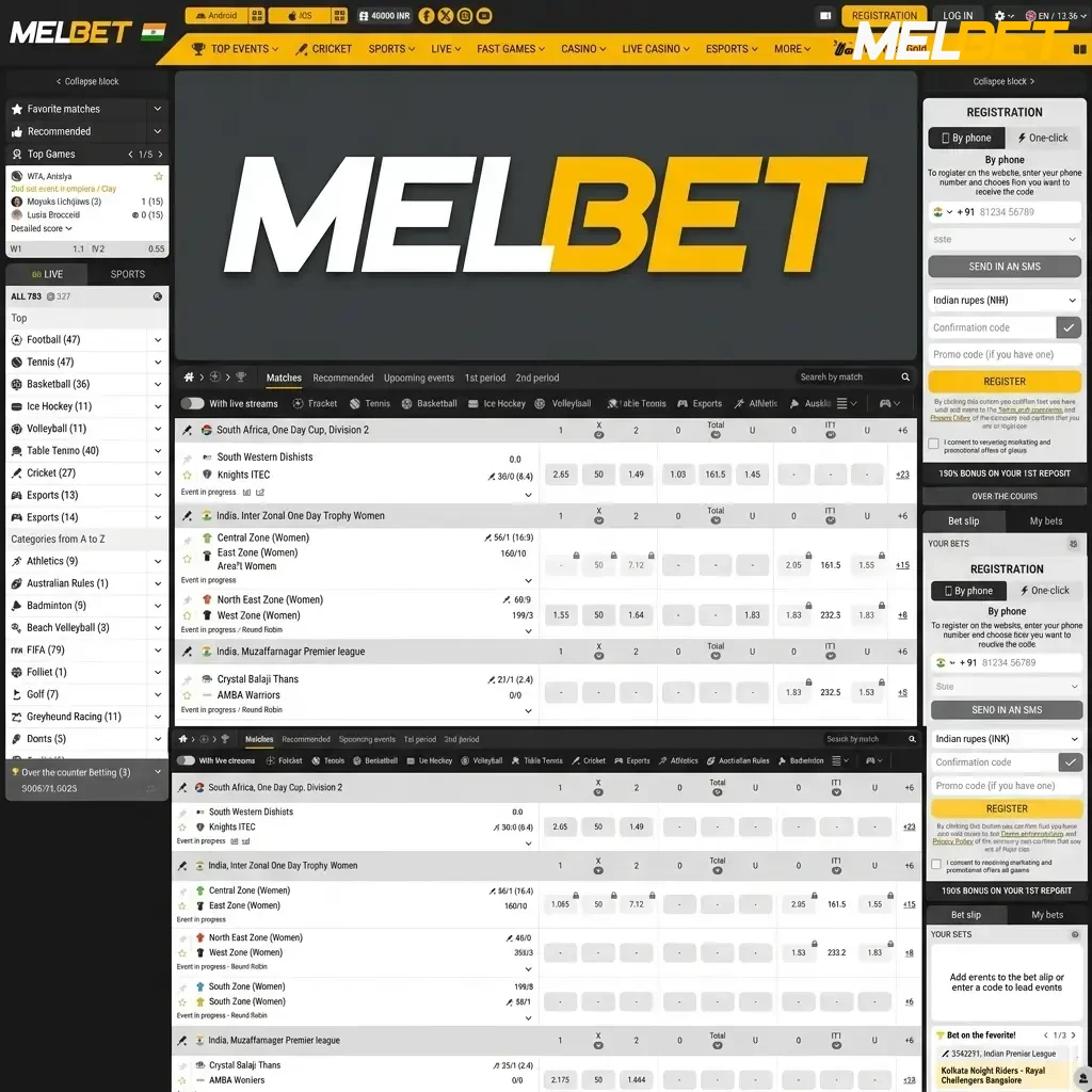 MelBet live casino real dealer games including Lightning Roulette, Andar Bahar Live, and Teen Patti Live